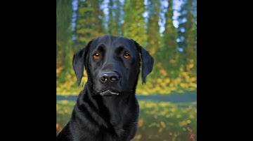 Hyperrealistic Black Labrador Retriever in a Majestic Sunset Landscape