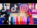 Instagram vs TikTok slime mixing makeup and random into Glossy glitter