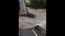inondation à saint Laurent de Neste le pont à été emporté