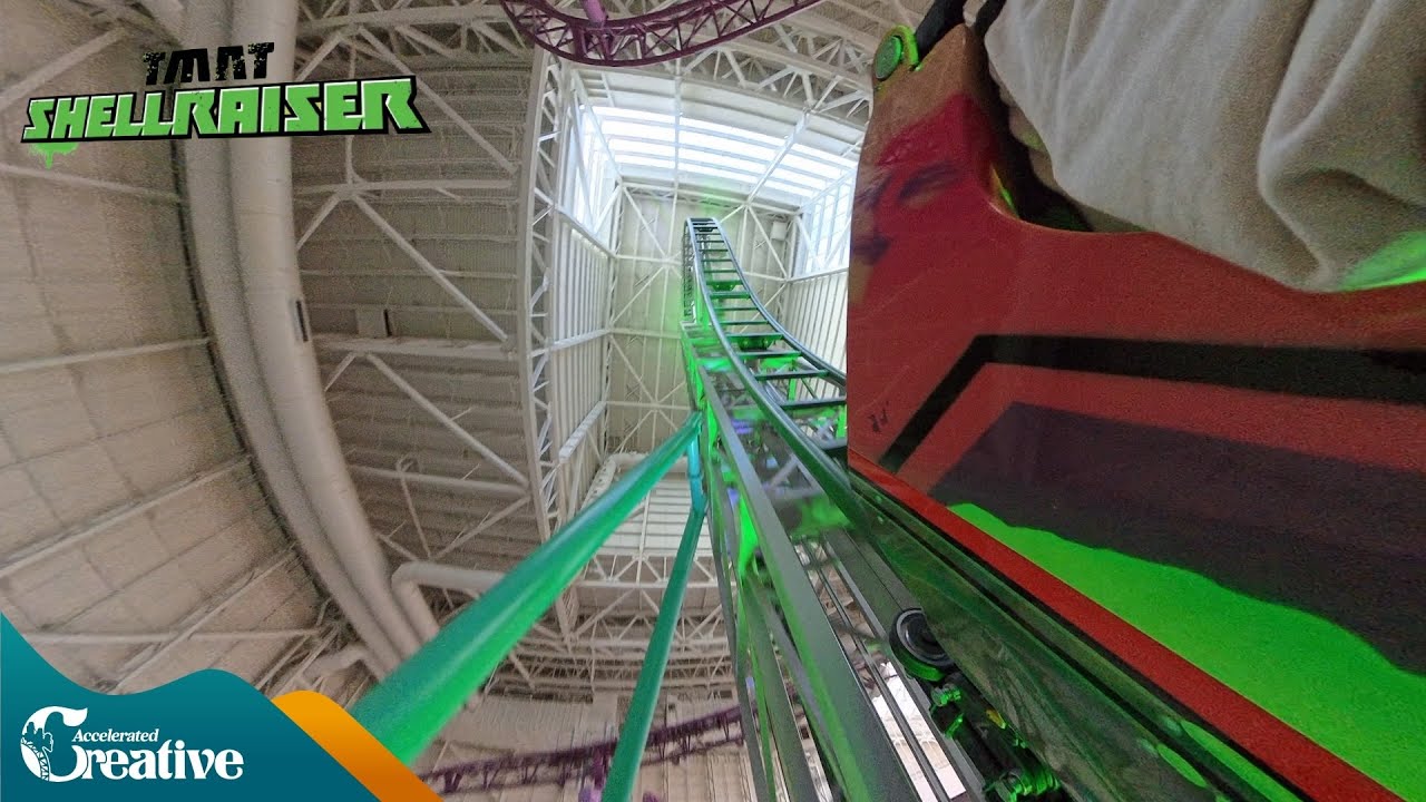 Shellraiser Robot TMNT Shellraiser 2026 backwards on-ride 5K POV - Nickelodeon Universe ...