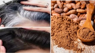 White Hair Dye Naturally With Cocoa Powder | White Hair To Black Hair in 3 minutes | Gray hair dye