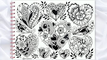 How to draw Beautiful zentangle hearts for beginners | Zentangle heart ideas
