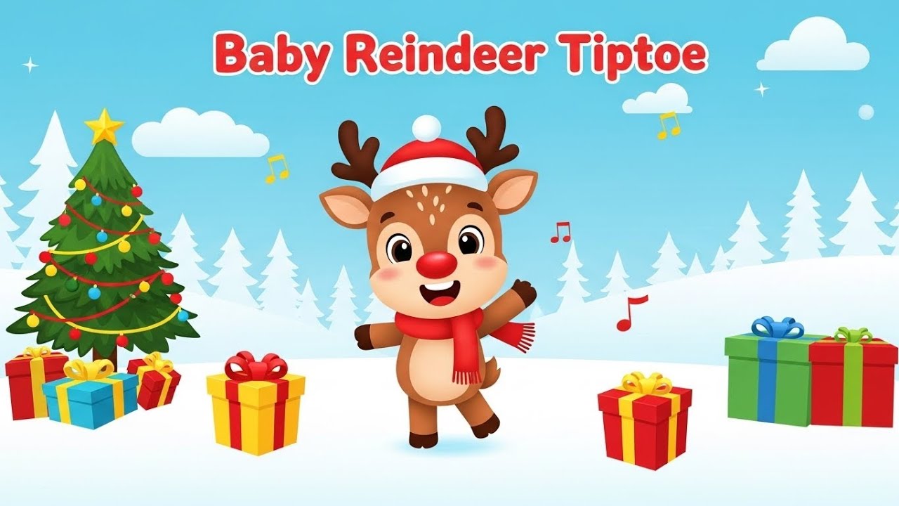 Baby Reindeer Tiptoe | Fun Christmas Kids Song | Holiday Nursery Rhyme for Toddlers