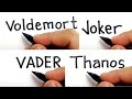 Compilation VILLAINS , How to turn words VOLDEMORT , JOKER , VADER , THANOS into cartoon