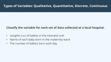 Qualitative, Quantitative, Discrete, Continuous