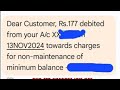 Dear customer your account debited with ₹177 Towards bank charges kiya hai | PNB 177 charges meaning