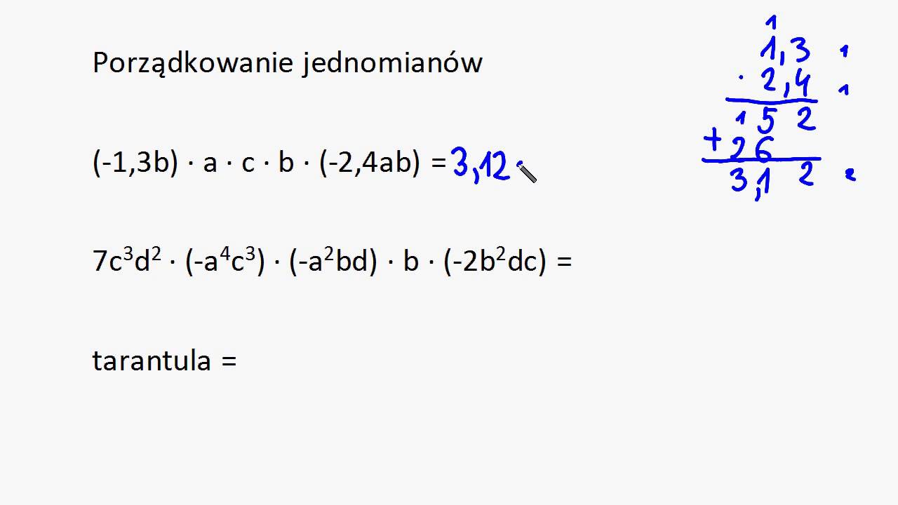 Porządkowanie jednomianów - YouTube
