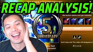 5TH ANNIVERSARY RECAP VIDEO AND F2P ANALYSIS VS CONTENT CREATORS | RAID: SHADOW LEGENDS