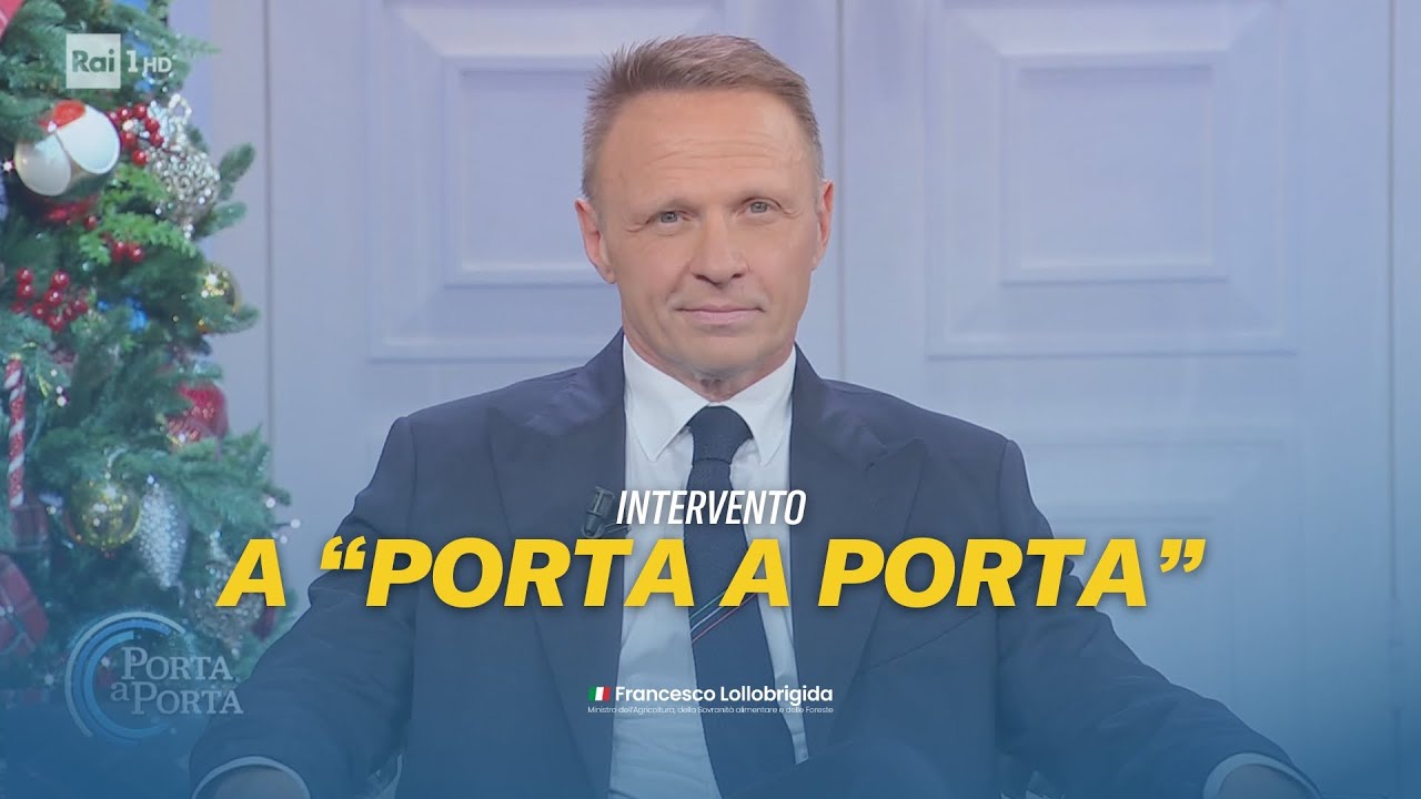 Il Ministro Francesco Lollobrigida ospite a Porta a Porta su Rai 1