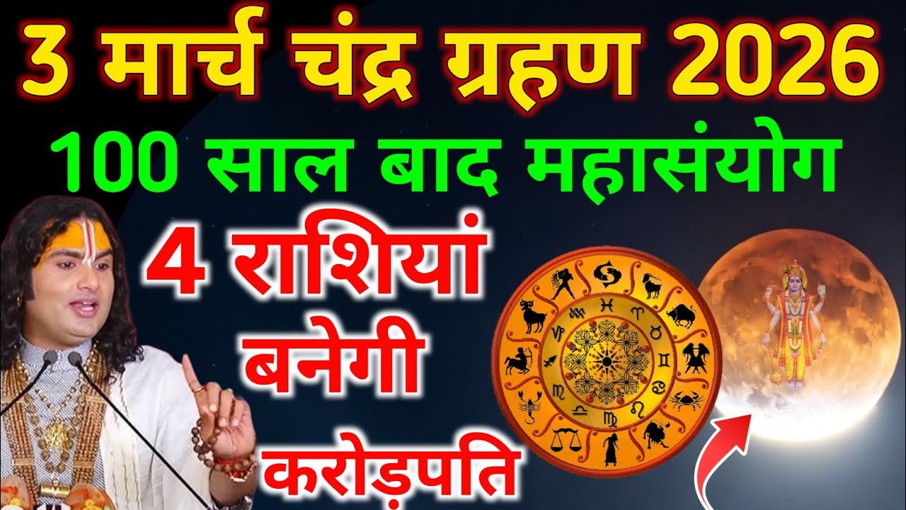 3 मार्च को चंद्र ग्रहण लग रहा है हो जाओ सावधान। 100 साल बाद बना महासंयोग। Chandra grahan 2026