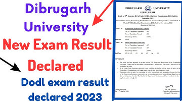 Dibrugarh University Dodl exam result declared|BCA Exam result declared 2023