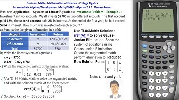How to solve System of Linear Equations using Technology – TI-84 Plus: Business Apps (Video 1 of 3)