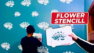 Lates Beautiful flower easy wall  stencil design painting tech