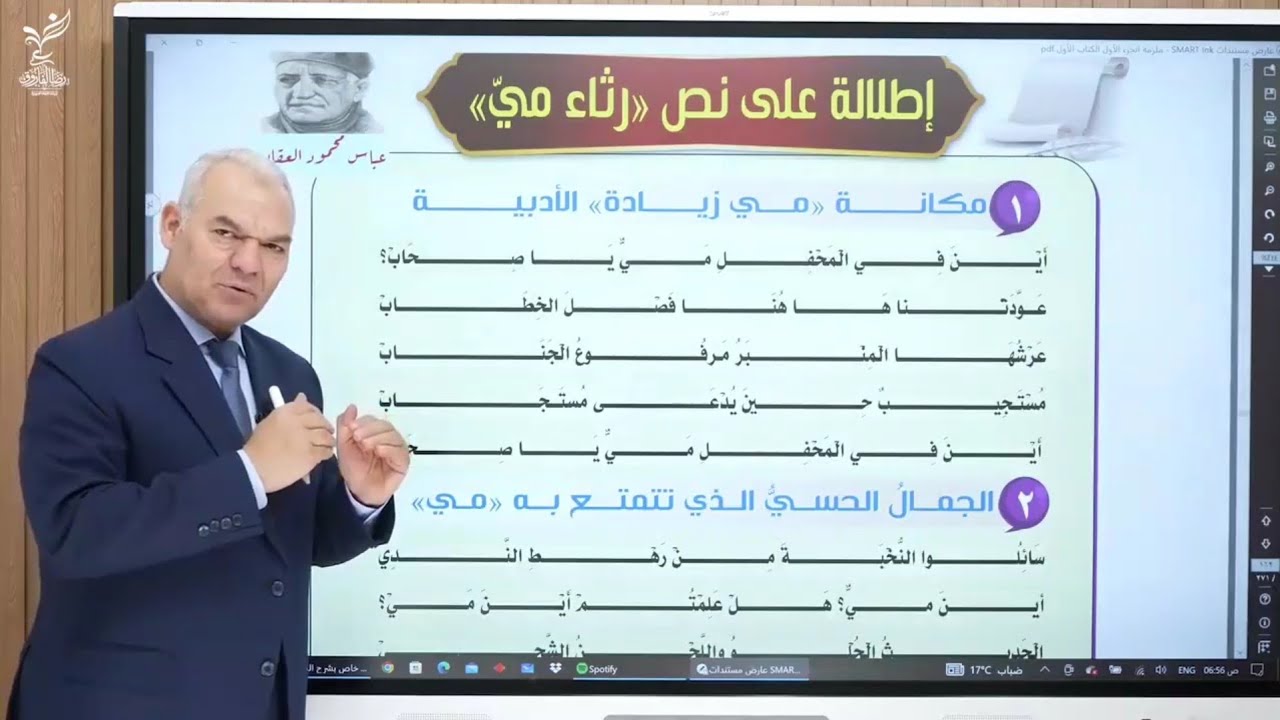 شرح النص المقرر  (رثاء ميّ ) من أدب مدرسة الديوان رضا الفاروق 2023
