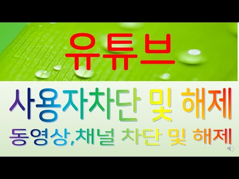 유튜브, 사용자,동영상,채널차단 및 해제