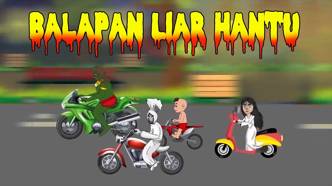  BALAP MOTOR HANTU KARTUN  LUCU TERBARU Azmia YouTube