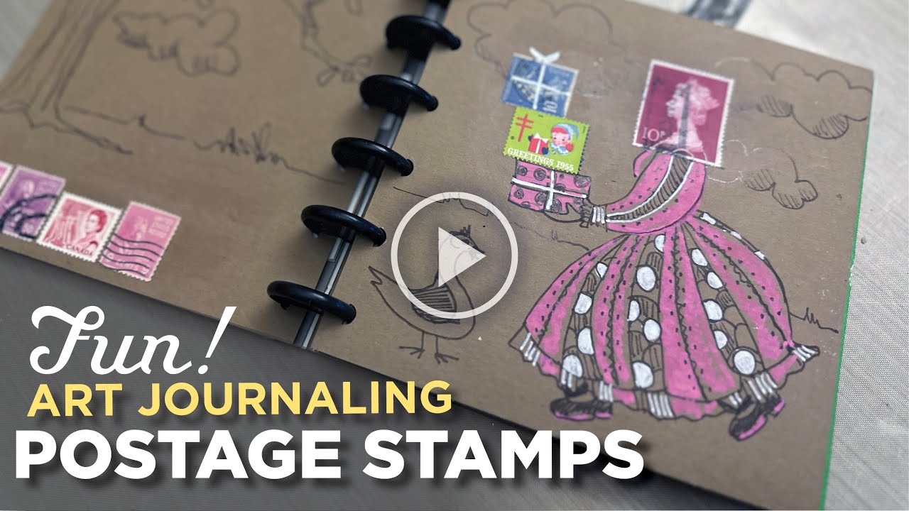 FUN Mixed Media Art Journaling With Postage Stamps–Tutorial