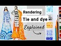 How to draw Tie and Dye Prints | Fabric Rendering | Fashion Illustration