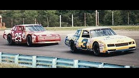 Dale Earnhardt and Tim Richmond drive the wheels o...