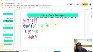 Three Digit Addition Using Partial Sums Strategy