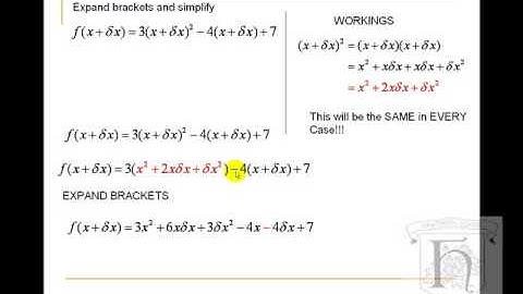 Differentiation from First Principles Quadratics Example