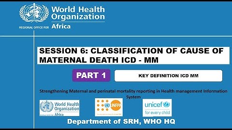 Session 6: Classification of Cause of Maternal Death ICD - MM - Part 1