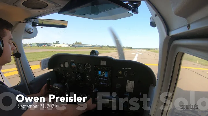 Owen Preisler's first airplane solo at Sporty's Ac...