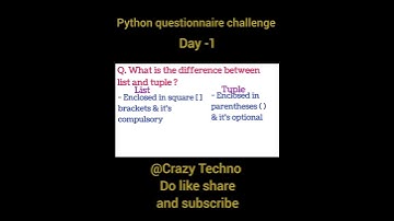 diffrence between list and tuple. #shorts #python #interview #viral   #trending #list #tuple #daily