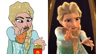 Frozen 2 Elsa funny Drawing memes l try not to laugh 😂