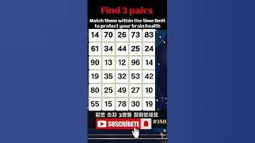 Find 3 pairs of equal numbers #150#brain #puzzle #dementia #quiz #mathstricks #mathematics #
