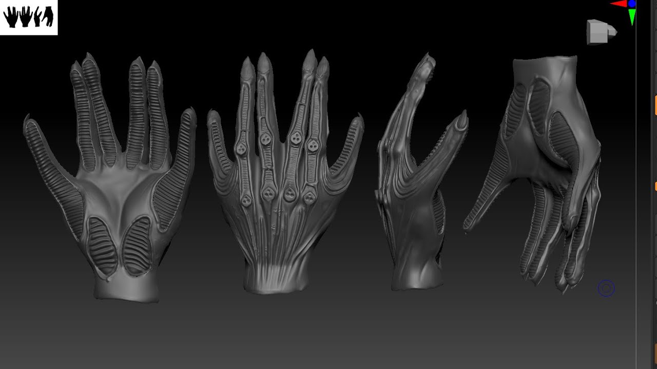 Alien hand modeling ZBrush (Xenomorph) - YouTube