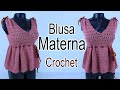 Top Peplum Blusa Materna a crochet punto alargado