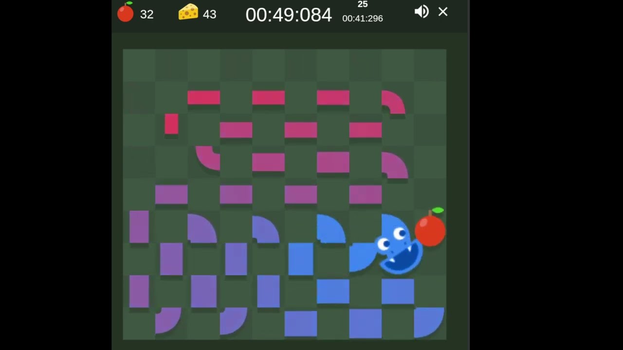 Google Snake Game - Classic Mode: 100 Apples em 4:47.97 