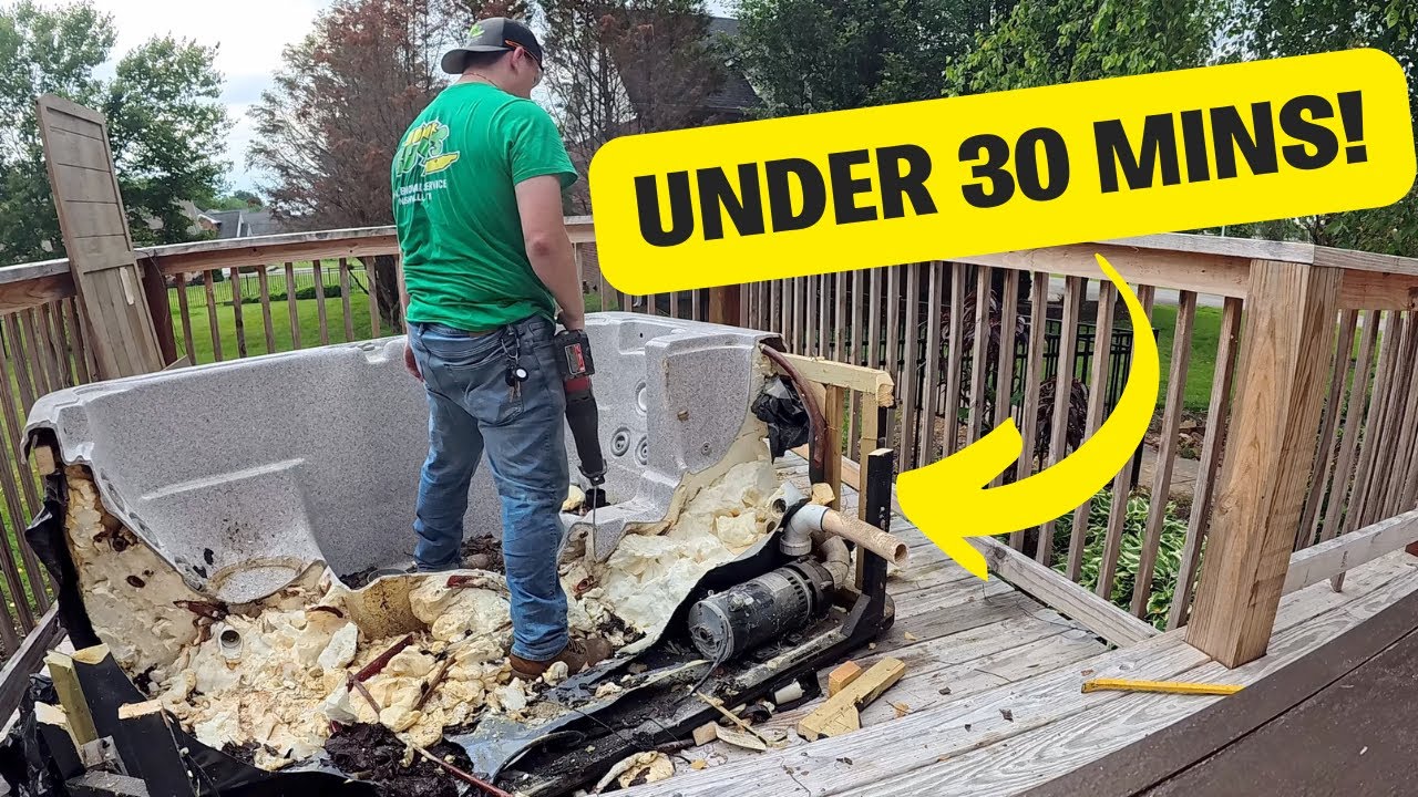 How To Remove A HOT TUB By YOURSELF | Solo Hot Tub Removal Job In Under ...