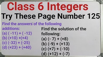 class 6 integers | try these page number 125 | ncert cbse maths