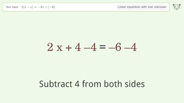 Solve 1(4-x)=-3x+(-6): Linear Equation Video Solution | Tiger Algebra