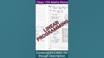 Linear Programming Handwritten notes pdf NCERT solution Ch-12 class 12 maths with examples| easy pdf
