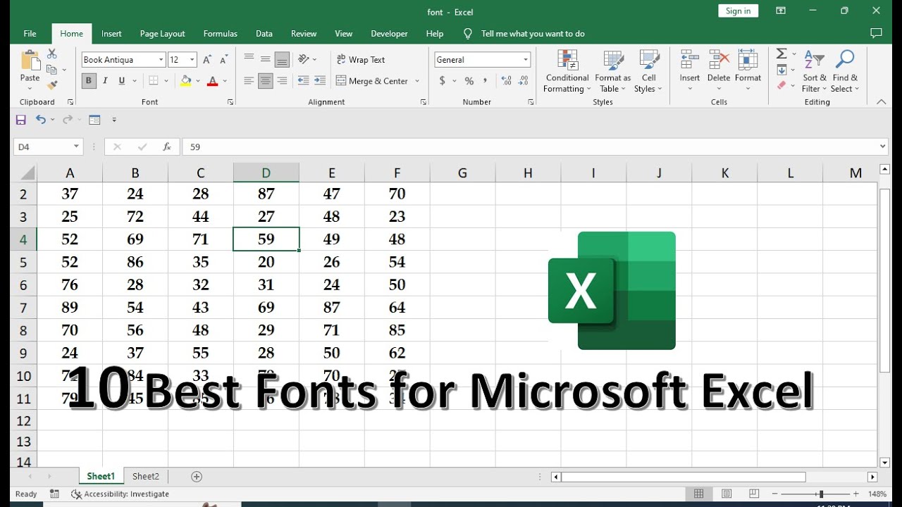 best font for excel presentation