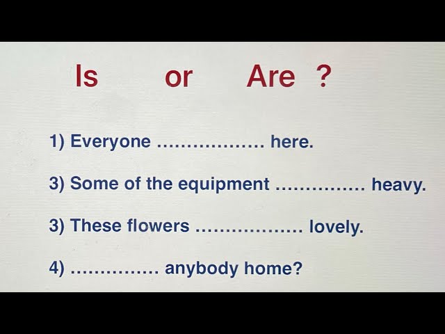 English Grammar Exercise - Is or Are ? Was or Were? class=