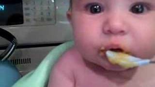 Tabby eats Peaches