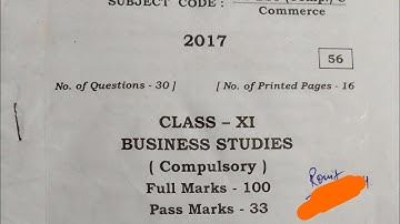 #Business_Studies previous year 2017 Question paper Jac board II Bst