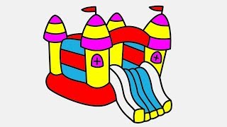 How To Draw Slide Bouncer Playground Coloring Page For Kids - Learn Drawing And Coloring