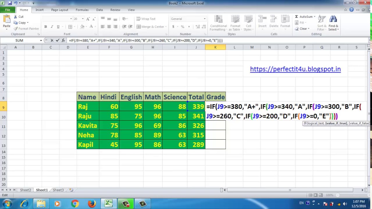 HOW TO USE GRADE FORMULA IN EXCEL 2010,2007,2013 - YouTube