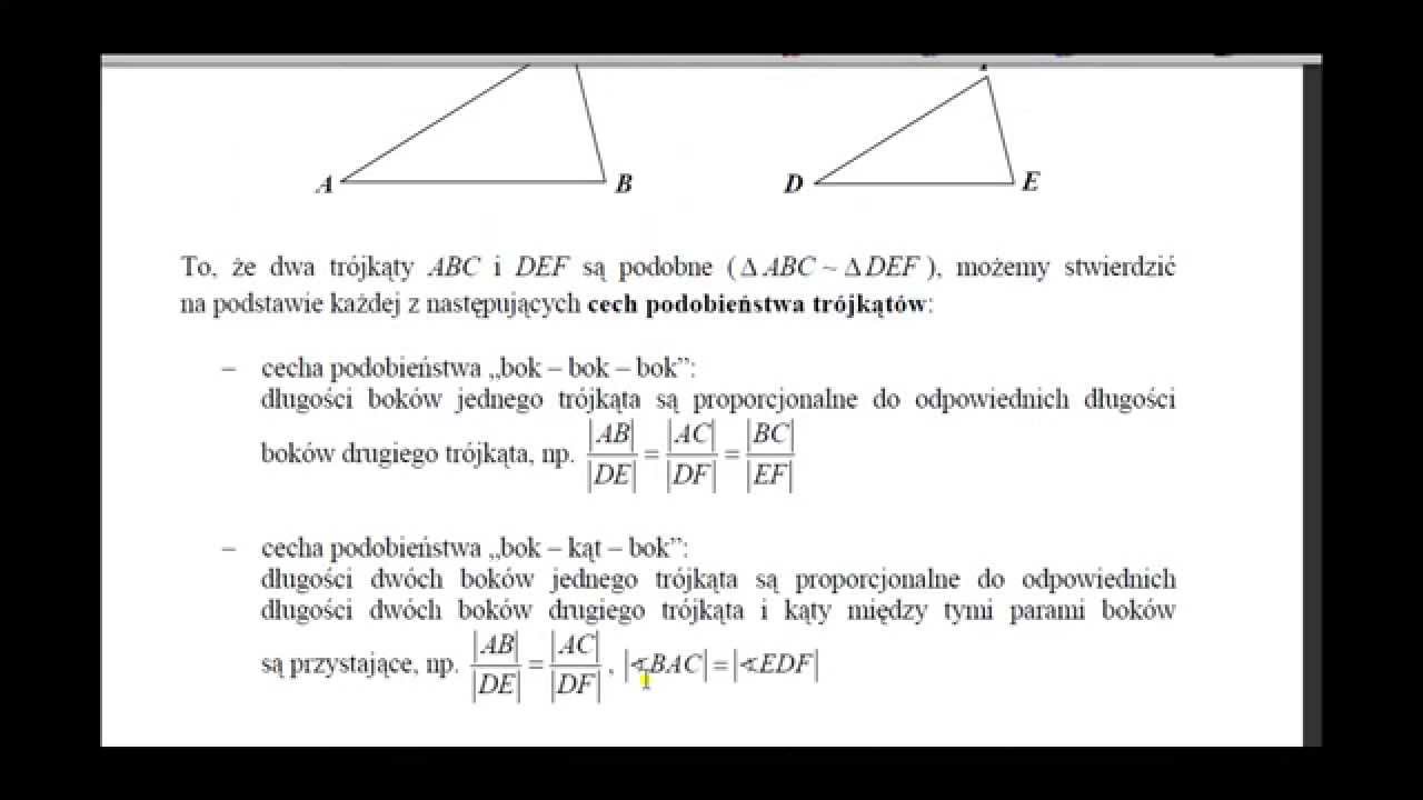Sprawdzian Chomikuj Podobienstwo Kl 3 Gim lekcja 18 - podobieństwo trójkątów - YouTube