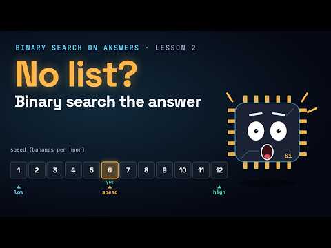 Binary Search on Answers: Koko Eating Bananas Explained (Animated)