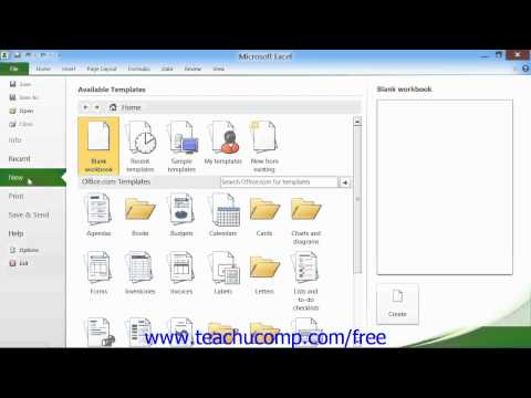 Excel 2010 Tutorial Creating New Workbooks-2010 Only Microsoft Training Lesson 2.2