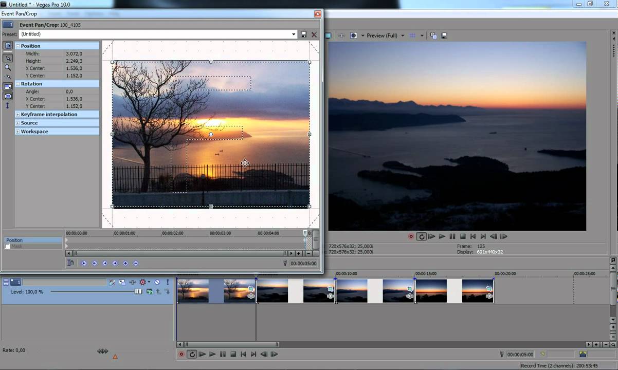Vegas Pro 10 Pan e crop