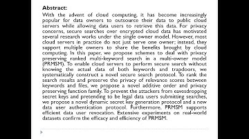 Privacy Preserving Ranked Multi-Keyword Search for Multiple Data Owners in Cloud Computing.