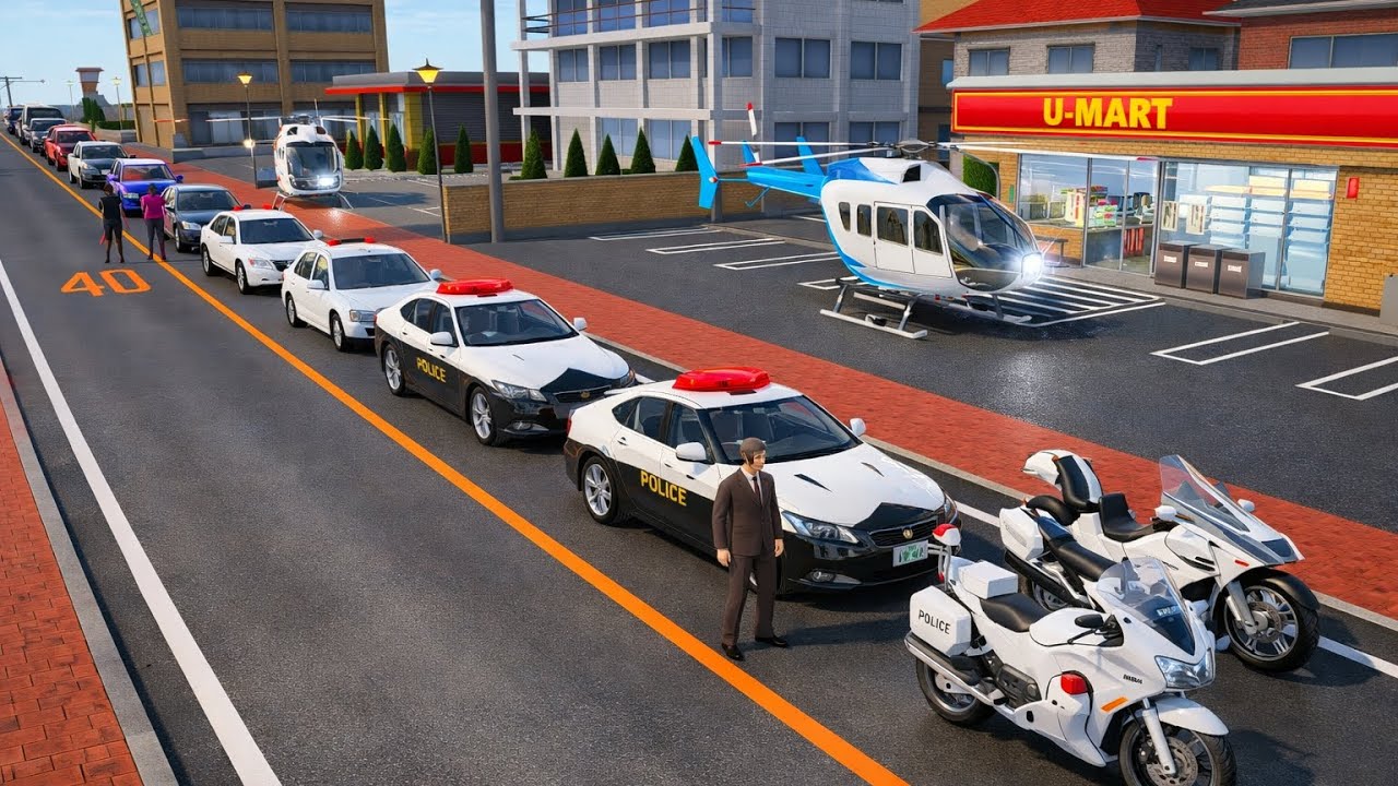 All Cars & Helicopter police cars Emergency at U-Mart | Sakura School Simulator Amazing Police Scene