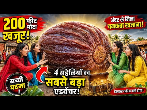 200 Feet Giant Date Fruit Found in Village 😱 | 4 Indian Girls Discover a Magical Treasure! 🌴✨